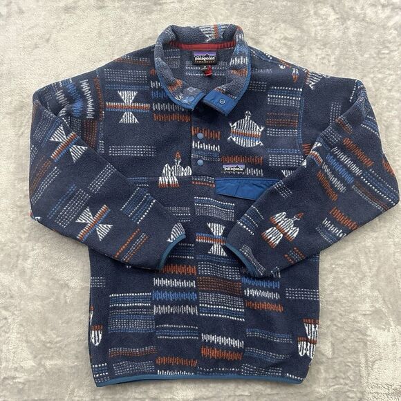 Patagonia Synchilla Snap-T Fleece Native Blue Thunderbird Turtle Tribal XS - Picture 1 of 12